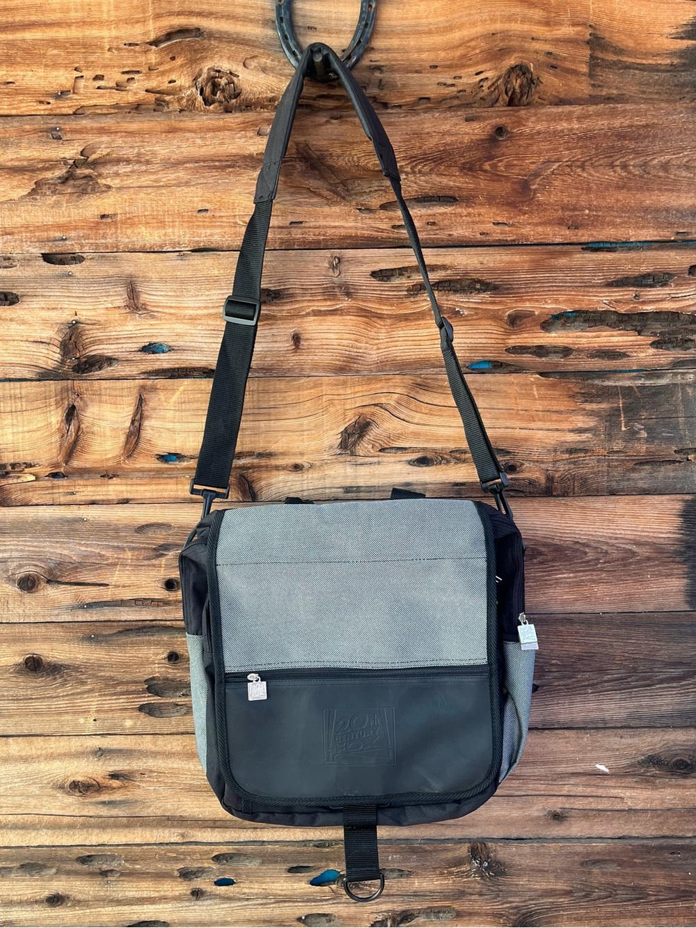 20TH CENTURY FOX | Gray and Black Men's Canvas Messenger Bag W/ Backpack Straps
